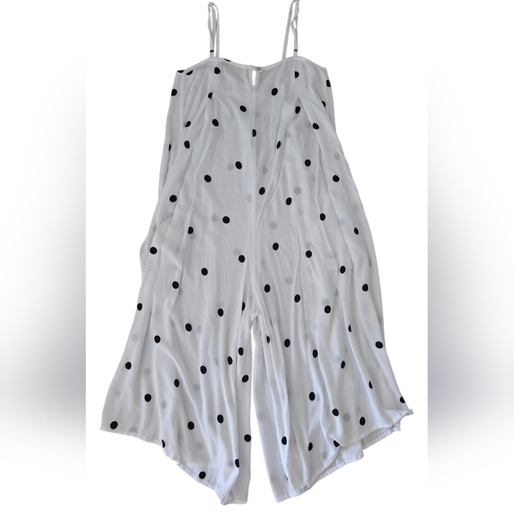 Ava Sky Fighting Eel White Polka Dot Hawaiian Midi Jumpsuit Romper‎ XS Slouchy